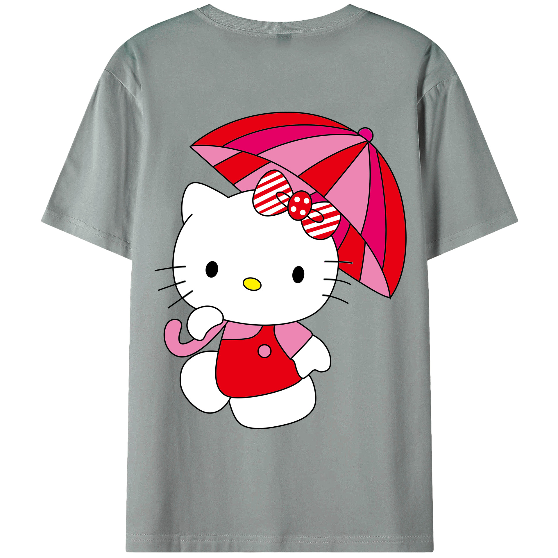 （画像用） Hello Kitty ハローキティ 綿100％ メンズ半袖Tシャツ（バックプリント） 通気性